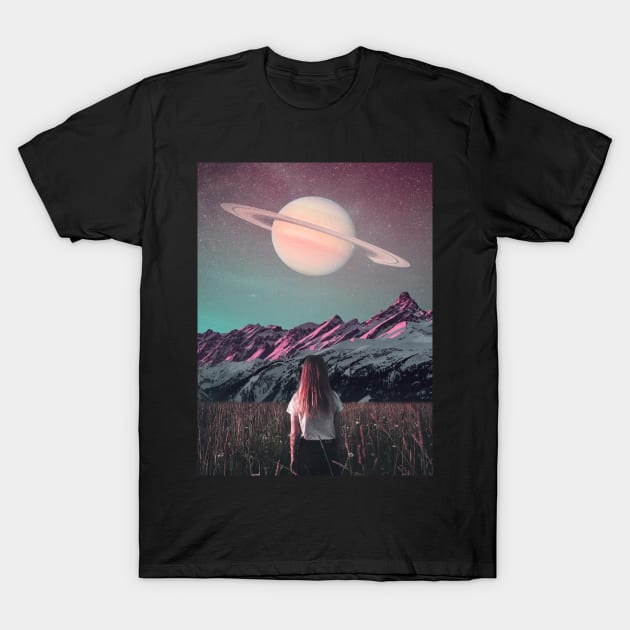 Saturn Moon - Space Aesthetic, Retro Futurism, Sci Fi T-Shirt by jessgaspar
